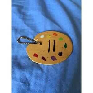 RARE VINTAGE Paint  Pallette Wooden Keychain